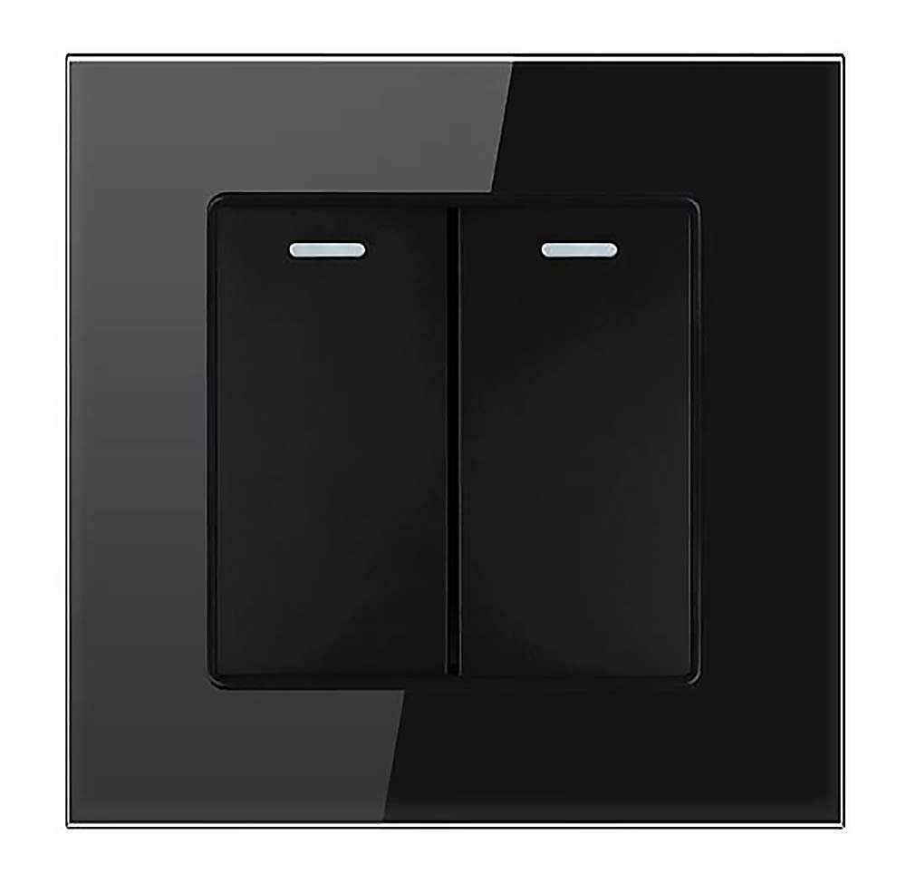 1/2 Gang 2 Way White Crystal Glass Panel Light Switch On and Off Rocker Wall Switch Interruptor 16A (2 gang 2 way black)