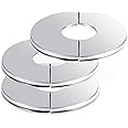 Prasacco 3 Pcs Escutcheon Plate Plumbing Cover Plates Wall Split Flange Stainless Steel Round Pipe Flange Faucet Flange Toilet Flange Escutcheon Ring Flange for 1 Inch Diameter Pipe, White