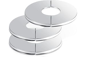 PRASACCO 3 Pcs Escutcheon Plate Plumbing Cover Plates Wall Split Flange Stainless Steel Round Pipe Flange for 1 Inch Diameter Pipe - Faucet, Toilet, Escutcheon Ring