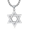 PDTJMTG Star of David Necklace Sterling Silver Jewish Necklace for Men