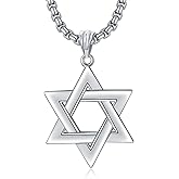 PDTJMTG Star of David Necklace Sterling Silver Jewish Necklace for Men