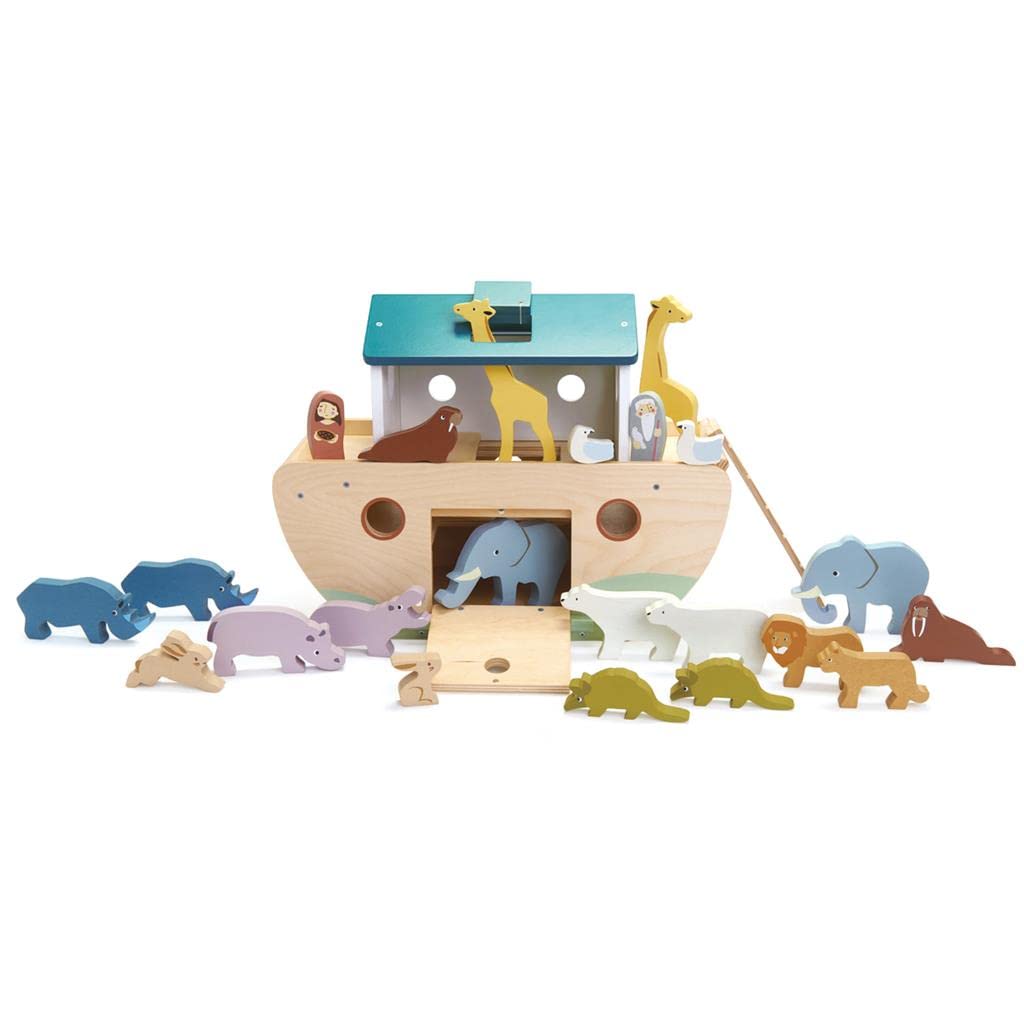 Tender Leaf Toys Noah’s Wooden Ark – Animal Shape Sorter – Christian Religion and Bible Story Based Educational Fun - Social, Creative, and Imaginative Play – Ages 3+