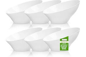 Liacere 16PCS White Plastic Serving Bowls - 54 OZ Angled Table Salad and Fruit Bowls - Disposable for Chip&Candy - Ideal for Party & Wedding & New Year