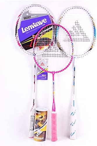 Lenwave family Badminton Set 3 Aluminum Shaft Badminton Racquet Badminton Racket Set Including Badminton Bag Set of 3 (Pink)