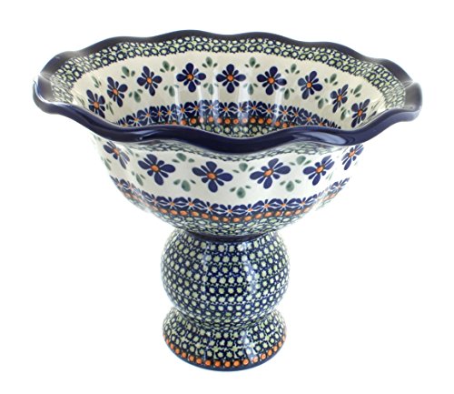 Click Here to See More Images Polish Pottery Mosaic Flower Pedestal Fruit Bowl