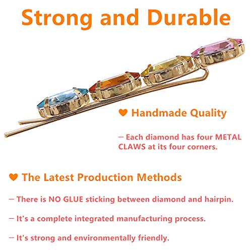 image for YMHPRIDE 10 Pcs Vintage Colorful Crystal Hair Pins Rhinestone Hair Cli