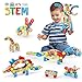 LUKAT STEM Toy for 3 4 5 6 7 Year Olds Boys, 96 PCS Wooden Building Toys for Kids, 4 in 1 Educational Kids Construction Blocks Toys, Birthday Gifts for Boy & Girl