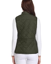 Fuinloth Women's Quilted Vest, Stand Collar
