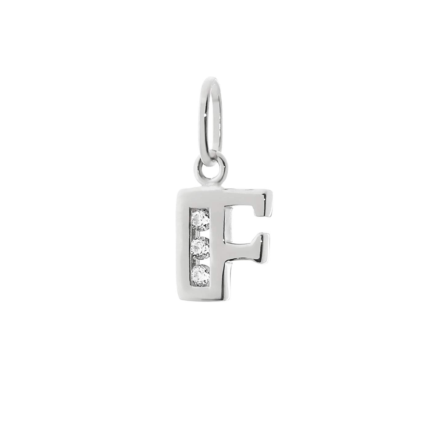 NKlaus letter F small pendant 925 sterling silver 8mm alphabet zirconia 9178
