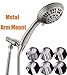 G-Promise High Pressure Shower Head 6 Spray Setting with Adjustable Solid Brass Shower Arm Mount and Extra Long Flexible Stainless Steel Hose (Brushed Nickel)