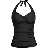 Women Tankini Bathing Suit Top Only - Halter Swimsuit Top Tummy Control Swimwear Swim Tank Top Only No Bottom 2025