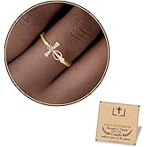 Btysun Easter Basket Stuffers, Baptism Gifts Cross Rings for Women Christian Catholic Gifts Gold Plated Rings Religious Jesus Jewelry for Goddaughter