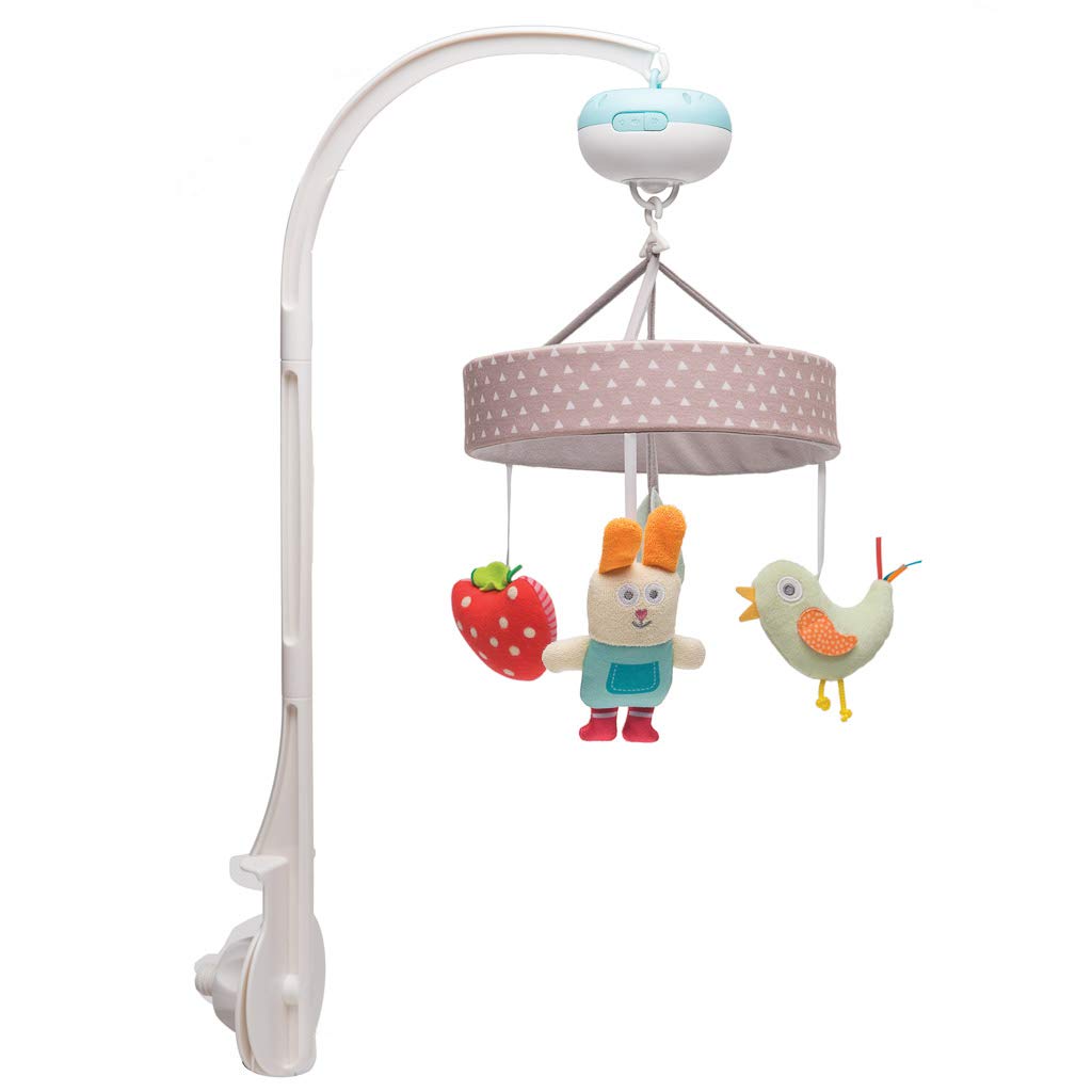 Taf Toys Musical Garden Baby Cot Mobile. Includes 3 Soft Colourful Hanging Toys. 30 Minutes of Classical melodies Suitable from Birth Multicolour