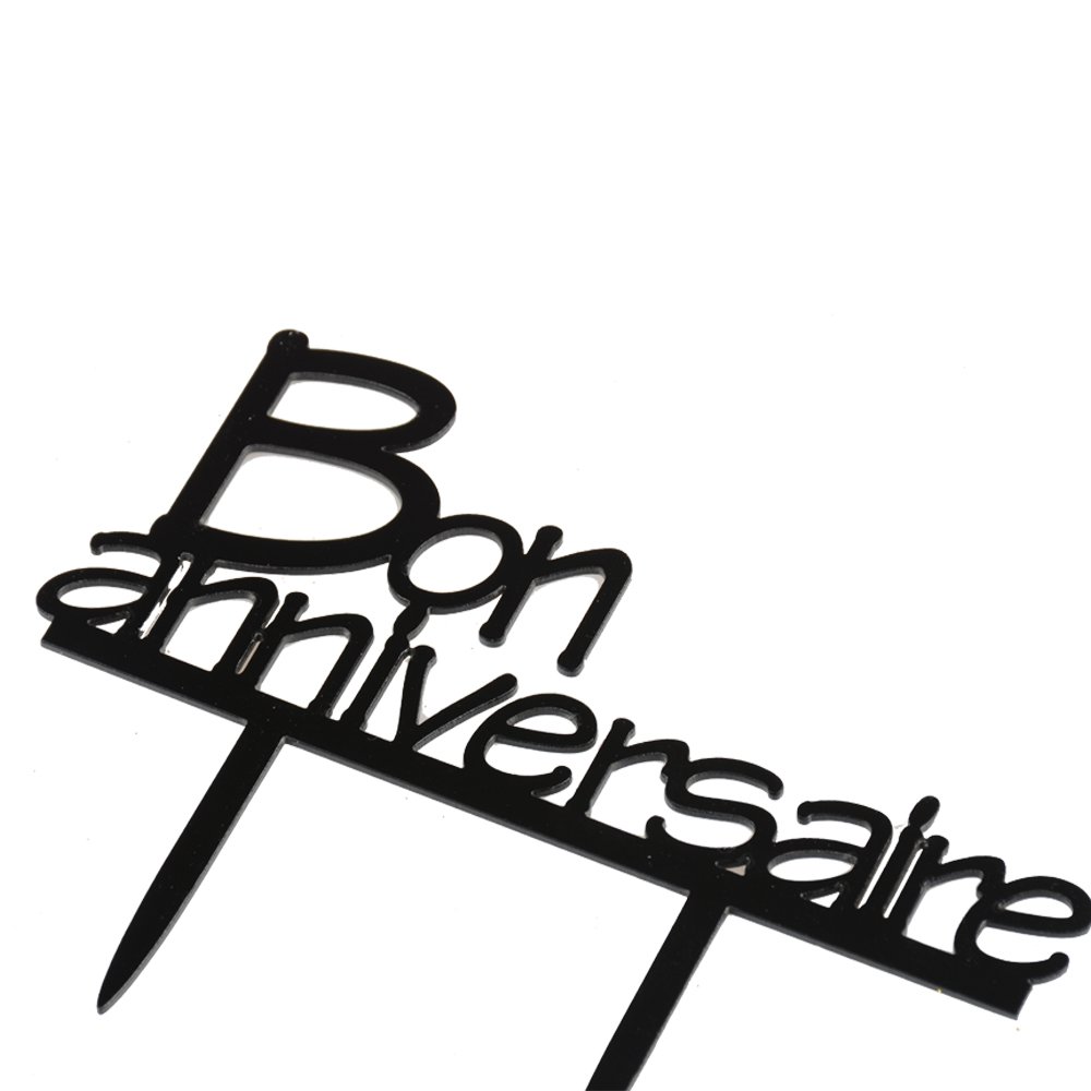 Cake Toppers Home Kitchen Bon Anniversaire Cake Topper Happy Birthday Cake Toppers Black Color Acrylic