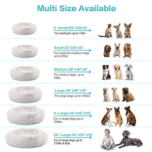 SAVFOX Plush Calming Dog Beds, Donut Dog Bed for Small Dogs, Medium