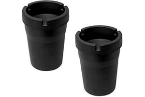FITALA Small Bucket Ashtray, Pack of 2 - Black Plastic, Ideal for Outdoor or Car Vehicle Use