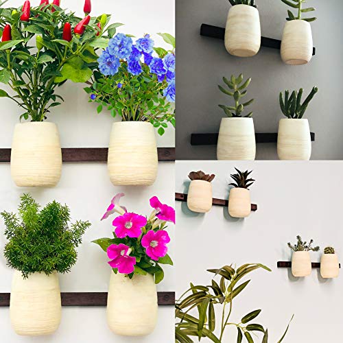 Country Farmhouse Mini Wall Pots. Small Interchangable Wall Mounted Planter Vases for Flowers and Succulents. Set of 4.