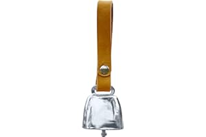 IVIA PET Dog Collar Copper Bell Pet Tracker Noise Maker/Leather Crafters Country Grazing Cow Bell for Pet Anti-Lost Pendant ID Tags for Pet Training Tracker Christmas New Year’s Eve(M)(Silver)