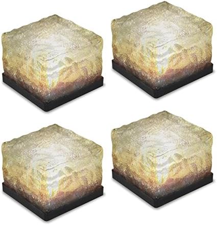 Solar Path Ice Cube Lights LED In-ground Buried Brick Landscape Light 4Pcs For Garden Courtyard Pathway Patio Pool Pond Outdoor Decoration
