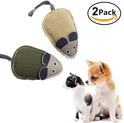 Ulable Interactive Cat Toys, Chewing Cotton Catnip Toys Pet Squeaky Mouse Toy for Small Medium Cats and Dogs