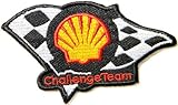 Shell Checkered Flag Motor Oil Gasoline Gas Station Pump Racing Biker Motogp Motorcorss Logo Jacket Patch Sew Iron on Embroidered Symbol Badge Cloth Sign By Prinya Shop