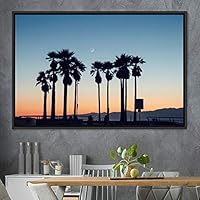 Framed Canvas Wall Art Palm Tree Colorful Cool Group Multicolor Photography Places Realism - 16x24 inches