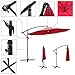 COBANA 10' Offset Hanging Patio Umbrella Freestanding Outdoor Parasol Adjustable Market Umbrella, 250g/sqm Polyester, Red