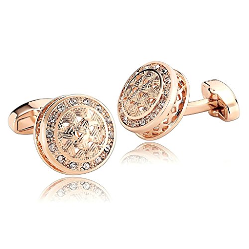 AmDxD Jewelry Stainless Steel Men Cufflinks Rose Gold Round Whale Closure with Cubic