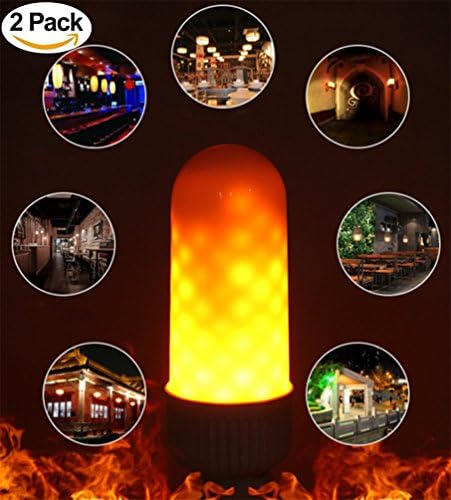 Flame Effect Light Bulb,E27 LED Flickering Flame Light Bulbs, 96 Pcs 2835 LED Beads Simulated Decorative Light Lighting Vintage Flaming Light Bulb for Christmas/Bar/ Festival Decoration(2pcsWhite)