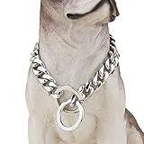 Silver Phantom Jewelry Designer Pitbull Dog Collar, 20mm Wide, 680 lbs, 20 Inch - Silver