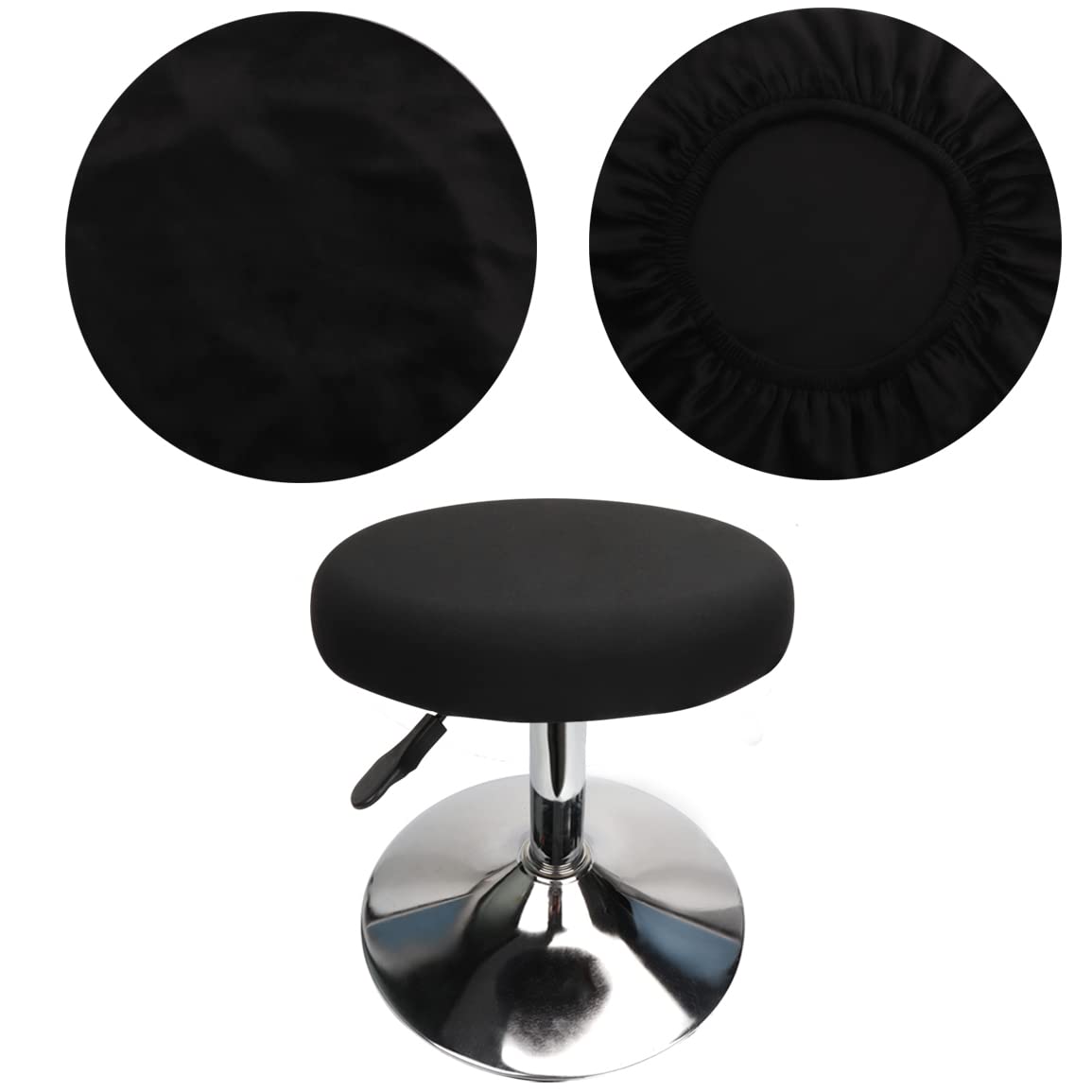 HuaLiSiJi Stool Covers Round 12"-16"/30-40cm Bar Stool Covers Velvet Round, Fabric is Soft and plush Washable Easy Care and Durable (Black)
