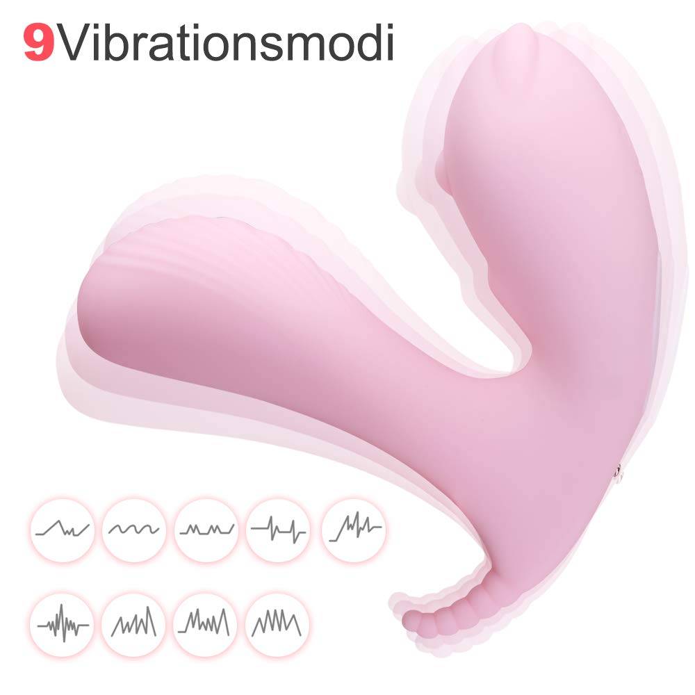 Butterfly Vibratoren für Sie mit Fernbedienung, Wearable Klitorisstimulator, Vibrator für sie Klitoris und G-punkt Stimulation, Silikon Paarvibrator Massagegerät Rabbit-Vibratoren mit 9 Frequenzen, 100% Wasserdicht, Rosa