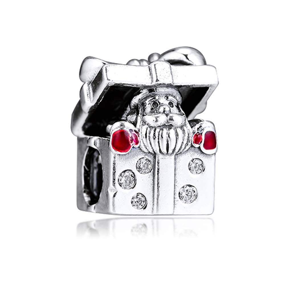 PANDOCCI 2019 Winter Christmas Santa in a Giftbox Bead 925 Silver DIY Fits for Original Pandora Bracelets Charm Fashion Jewelry