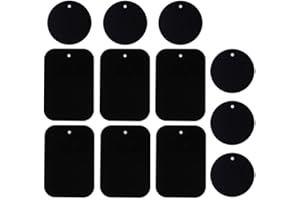 DSTELIN Smartphones Metal Plate 12 Pack for Phone Car Mount Holder Cradle with 3M Adhesive (Compatible with Magnetic Mounts) - 6 Rectangle and 6 Round, Black