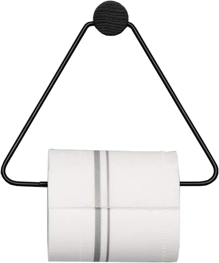 KaiPoint Nordic Triangle Tissue Holder Modern Paper Towel Ring Bathroom Toilet Paper Holder Creative Roll Paper Holder (Black)