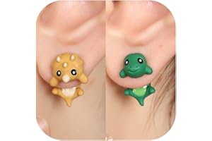 7 Pairs Cute Animal Bite Earrings for Women Cute Stuff 3D Dinosaur Cat Bear Frog Earrings Cute Dino Stud Earrings Funny Pet J
