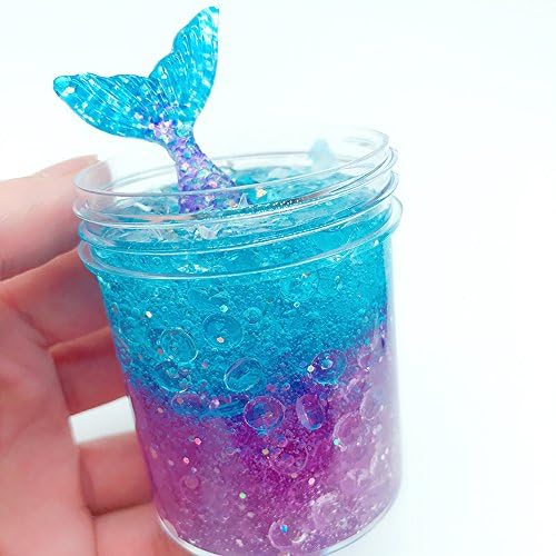 Xiton Cute Ice Crystal Slime Mermaid Mud with Fishbowl Beads,Stress Relief Toy Scented Sludge Toy for Kids and Adults, Super Soft and Non-sticky 1pcs