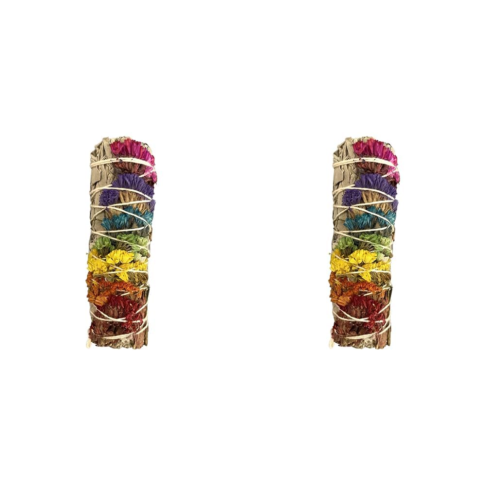 VIE White Sage & 7 Chakra Flowers 4" Smudge Sticks (Pack of 2)