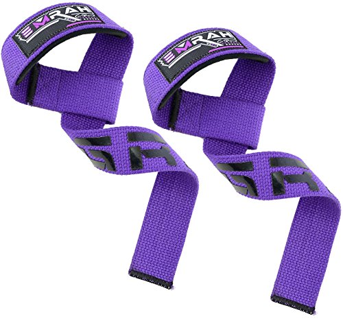 EMRAH Weight Lifting Gym Straps Crossfit Wrist Support Wraps Hand Bar Bodybuilding Training Workout (Purple, Standard)