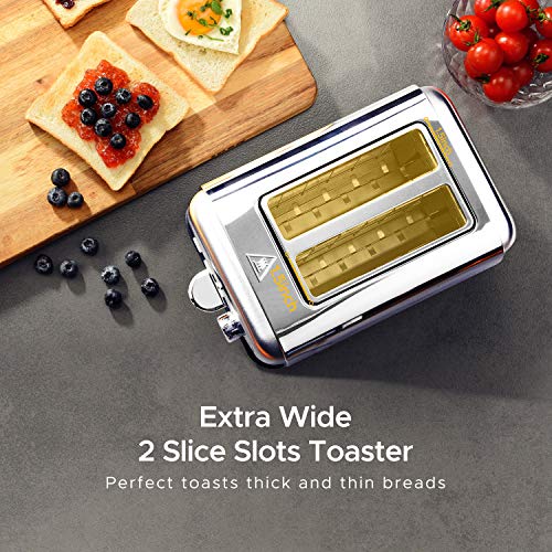 Toaster, HoLife 2 Slice Prime Rated Toasters [LCD Dispaly] Stainless Steel Bagel Toaster (6 Bread Settings, Bagel/Defrost/Reheat Function, 1.5" Wide Slots, Removable Crumb Tray, 900W, Silver) - Thumbnail 4