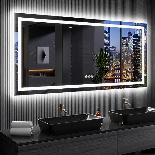 LOAAO LED Bathroom Mirror Anti-Fog Dimmable RGB Light