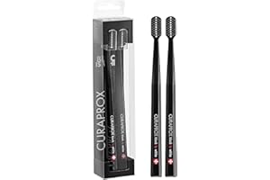 Curaprox Black is White Toothbrush, Black is White Carbon Toothbrush Set, Includes 2 Black Toothbrushes