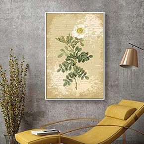 Floating Framed Canvas Wall Art for Living Room, Bedroom Retro Flower Canvas Prints for Home Decoration Ready to Hang - 16x24 inches