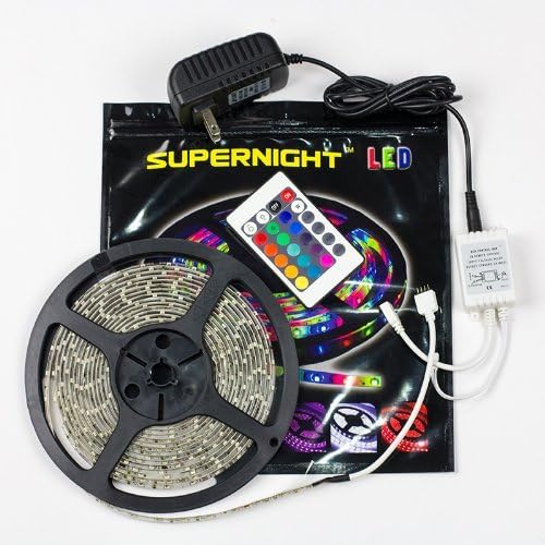LED Flexible Light Strip, 16.4ft 300 Units SMD 2835 LEDs, 12V DC Non-waterproof, Light Strips, LED ribbon, DIY Christmas Holiday Home Kitchen Car Bar Indoor Party Decoration (RBG)