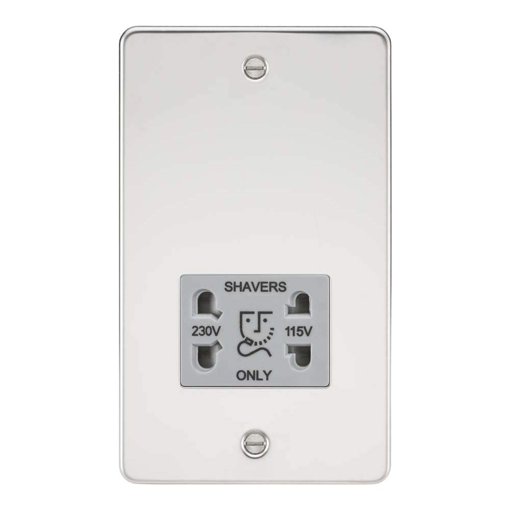 Knightsbridge Flat Plate FP8900 Shaver Socket, Polished Chrome