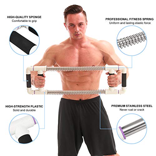 GoFitness Push Down Bar Machine - Chest Expander at Home Workout Equipment - Portable Spring Resistance Exercise Gym Kit for Home, Travel or Outdoors