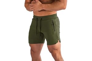 PIDOGYM Men's 5" Gym Workout Shorts,Fitted Jogging Short Pants for Bodybuilding Running Training with Zipper Pockets