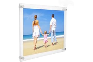 NIUBEE 3Pack 8.5x11 Clear Acrylic Wall Mount Floating Picture Frame A4 Letter Size Photo for Document Certificate Sign Displa