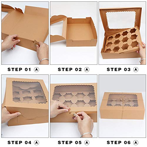 20Set Cupcake Boxes Hold 12 Cupcakes, White Cupcake Containers With