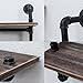 MBQQ Industrial Bookshelf Pipe Shelves 3 Tiers,Rustic Wood Shelf Wall Mounted,Metal Corner Hung Bracket Shelving Floating Shelves Steampunk Decor,Retro Brown
